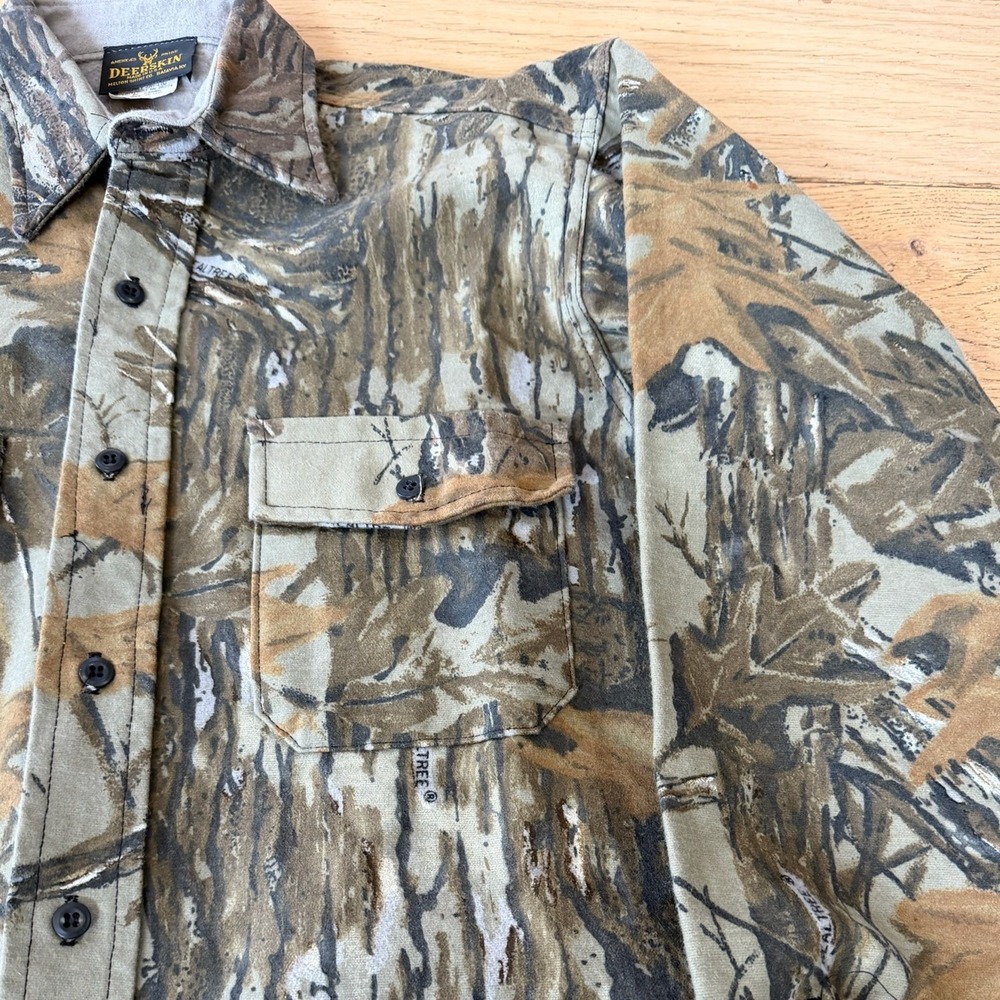 Vintage Deerskin Melton Shirt Co Large Realtree Camo Cotton Hunting Shirt (1393)